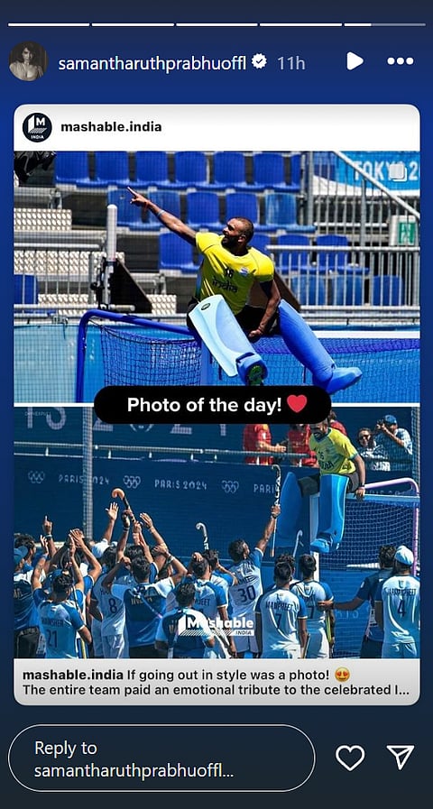 Samantha Ruth Prabhu on her Instagram Stories